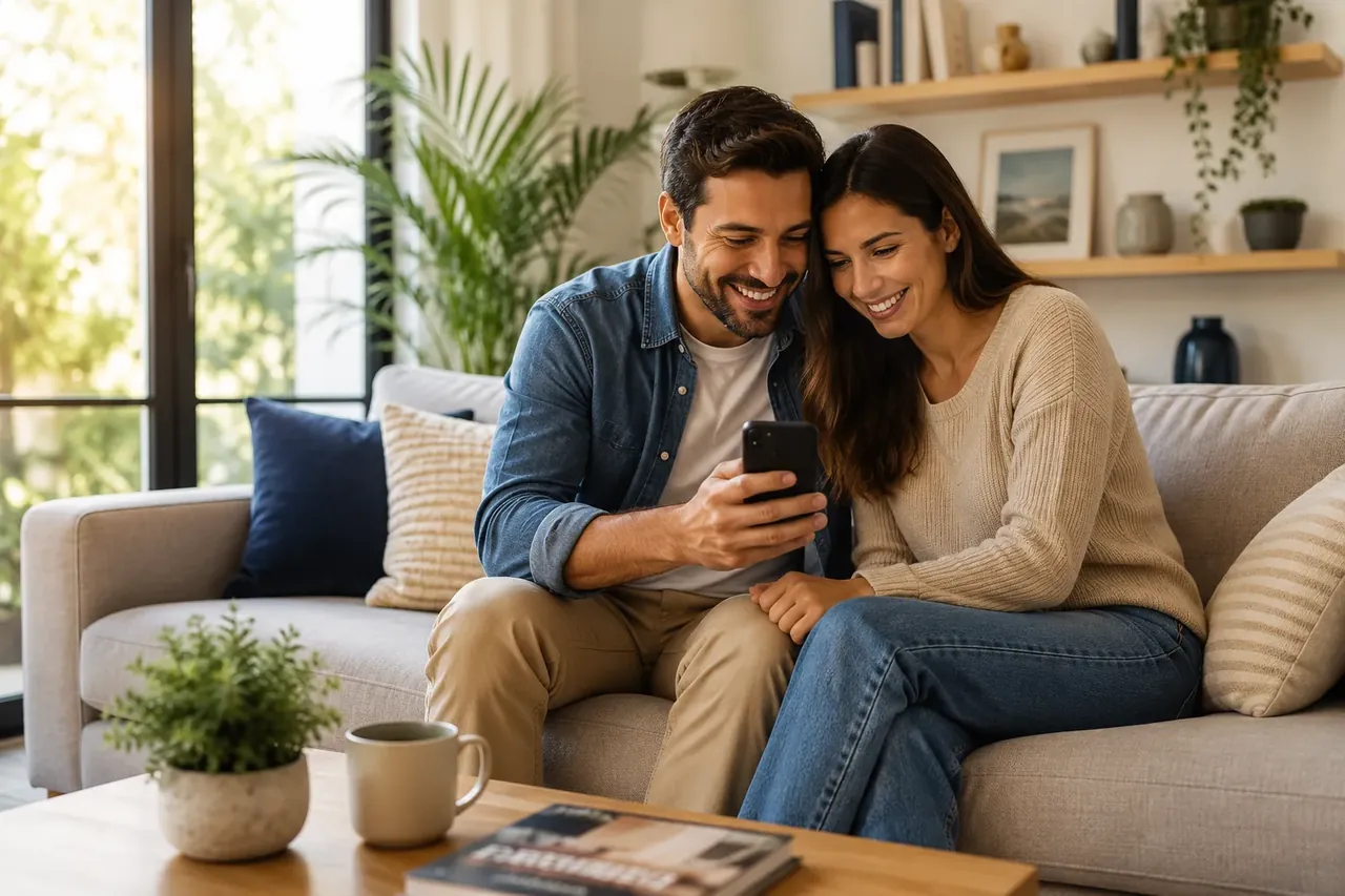 Casal pesquisando seu próximo imóvel